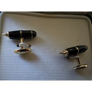 Vintage SWANK Black & Gold Cufflinks - Classic Men's Formalwear
